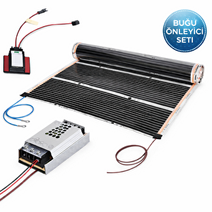 30x20 Cm Ayna Arkası Rezistans Buğu Önleyici Seti 220v Banyo Aynası Isıtıcı Film + Adaptör + Dokunmatik Buton 30x20 cm