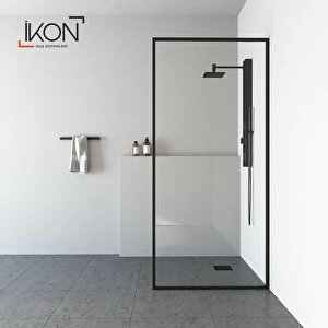 Siyah Şeffaf Cam Yan Panel / Separatör 85 cm