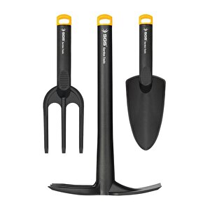 3120 3 Parça Bahçe Seti Kürek Tırmık Çapa Dayanıklı Ergonomik El Aletleri