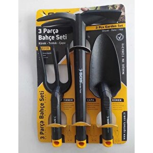 3120 3 Parça Bahçe Seti Kürek Tırmık Çapa Dayanıklı Ergonomik El Aletleri