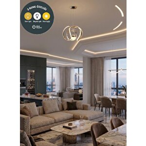 Tek Toplu Amissos Gold 3 Renk Avize Salon, Yemek Masası, Mutfak Ve Çocuk Odası Aydınlatma