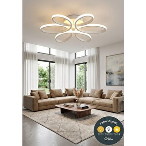 Yonca 6’lı Beyaz Plafonyer 3 Renkli Salon Mutfak Çocuk Odası Yemek Masası Ve Antre İçin Modern Led