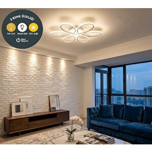Yonca 6’lı Beyaz Plafonyer 3 Renkli Salon Mutfak Çocuk Odası Yemek Masası Ve Antre İçin Modern Led