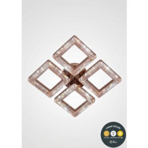 3 Renk Kristal Kare 4’lü Gold Avize Salon, Yemek Masası, Mutfak, Antre Ve Çocuk Odası Aydınlatma