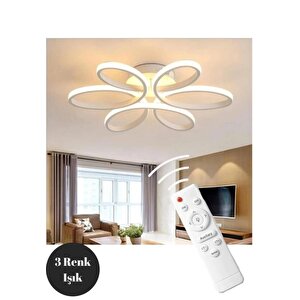 Yonca 6’lı Beyaz Plafonyer Kumandalı Salon, Mutfak, Çocuk Odası Için Modern Led