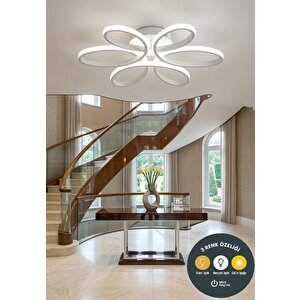 Yonca 6’lı Beyaz Plafonyer Kumandalı Salon, Mutfak, Çocuk Odası Için Modern Led