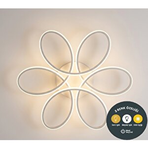 Yonca 6’lı Beyaz Plafonyer Kumandalı Salon, Mutfak, Çocuk Odası Için Modern Led