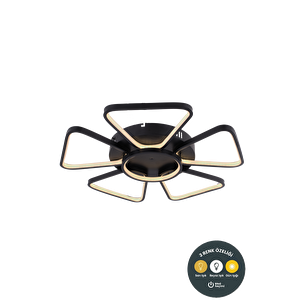 3 Renkli Modern 6 Kollu Plafonyer Led Tavan Avizesi – Yıldız Formlu Siyah Geometrik Salon Aydınlatma