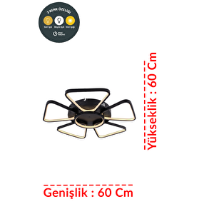 3 Renkli Modern 6 Kollu Plafonyer Led Tavan Avizesi – Yıldız Formlu Siyah Geometrik Salon Aydınlatma