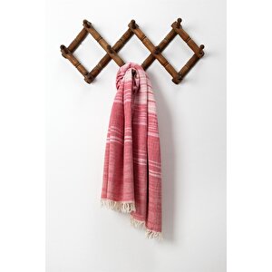 Çizgili Kırmızı - Pembe Renkli Peştemal - Bali Çok Amaçlı Banyo & Plaj Peştemal - 90x170 Cm