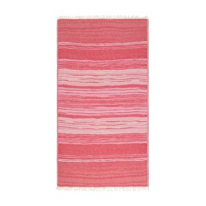 Çizgili Kırmızı - Pembe Renkli Peştemal - Bali Çok Amaçlı Banyo & Plaj Peştemal - 90x170 Cm