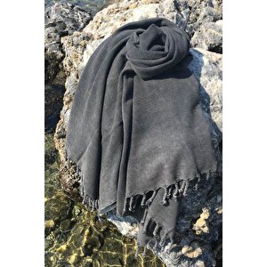 Antrasit Taşlanmış Peştemal - 90 × 175 Cm - Çok Amaçlı Hızlı Kuruyan Peştemal