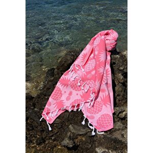 Pembe Ananas Desenli Peştemal - Yüksek Su Emiciliği Ve Hızlı Kuruma - 100x180 Cm