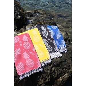 Pembe Ananas Desenli Peştemal - Yüksek Su Emiciliği Ve Hızlı Kuruma - 100x180 Cm