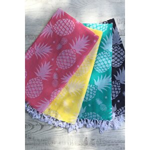Pembe Ananas Desenli Peştemal - Yüksek Su Emiciliği Ve Hızlı Kuruma - 100x180 Cm