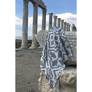 Gri Peştemal 90x170 - Çift Yüz Jakarlı, Hızlı Kuruyan Ve Yumuşak - %100 Pamuk