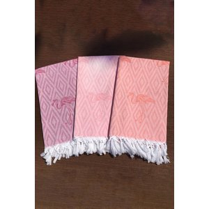 Flamingo Desenli Pembe Peştemal - Yaz Koleksiyonu - %100 Pamuk