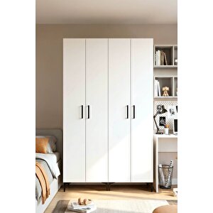 115-gardırop 4 Kapılı 2 Askılıklı,4 Raflı Bölmeli Elbise Dolabı /beyaz