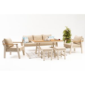 Havana Alümi̇nyum Bahçe Balkon Oturma Grubu (3+1+1+2 Puf+masa)