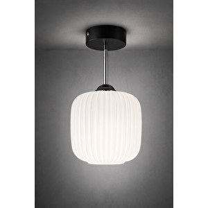 Minimal  İntense Silver & White Plafonyer ( Beyaz Cam ) Cam Avize Beyaz/Beyaz