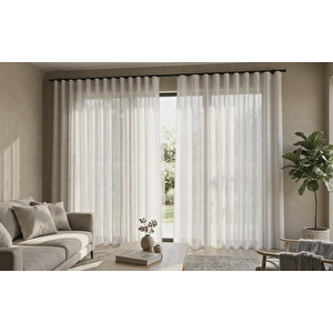 Keten S Pile Tül Perde - Kornişe Hazır - Kişiselleştirilebilir Özel Ölçü 150x250 cm