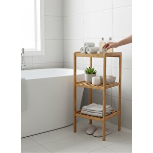 Bambu 3 Katlı Çok Amaçlı Raf - Dikey Ayakkabılık Havluluk Banyo Rafı