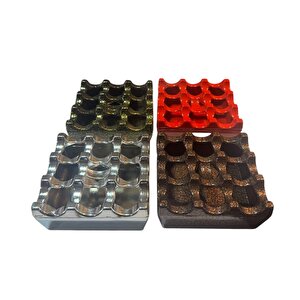 Döküm Kare Külllük - 4 Lü Izgaralı Döküm Metal Kül Tablası 4 Renk