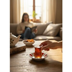 Porselen Çay Tabak - 6 Lı Porselen Kahveci Çay Tabağı