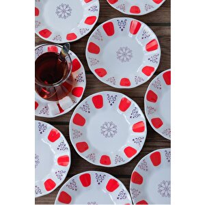 Porselen Çay Tabak - 6 Lı Porselen Kahveci Çay Tabağı