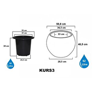 So-kurs3 Küre Dekoratif Yuvarlak İç Kovalı Saksı 62 Litre No: 3 Beyaz