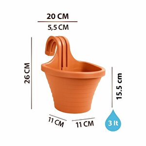 So-tom3 Tombik Askılı Balkon Saksı 3 Litre No: 3 Kiremit
