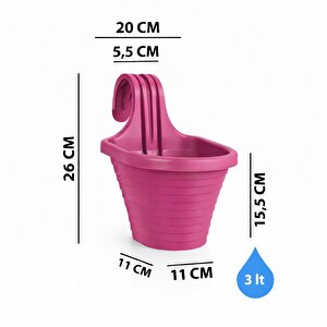 So-tom3 Tombik Askılı Balkon Saksı 3 Litre No: 3 Vişne