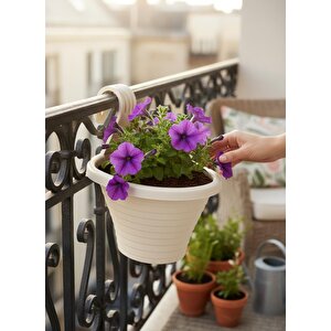 So-tom3 Tombik Askılı Balkon Saksı 3 Litre No: 3 Kirli Beyaz