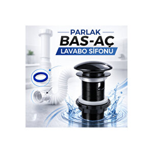 Parlak Bas-aç (pop-up) Lavabo Gider Süzgeç Sifonu – Lavabo Gider Borusu Dahil