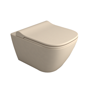 Luna Kanalsız Mat Cappucino Asma Klozet Ln5610c, Luna Mat Cappucino Duroplast Yavaş Kapak