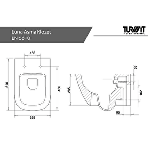 Luna Kanalsız Mat Cappucino Asma Klozet Ln5610c, Luna Mat Cappucino Duroplast Yavaş Kapak