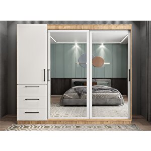 Venüs Sürgü Kapaklı Gardırop Çam&beyaz G.r.v_10_185cm 185 cm