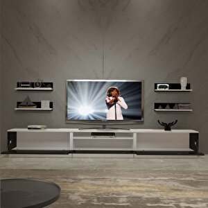 Trendstyle 270r Slm Tv Ünitesi Tv Sehpası - Beyaz Siyah Beyaz - Siyah