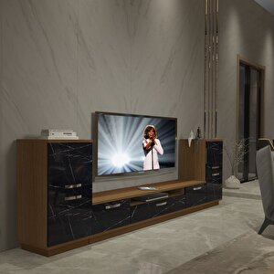 Trendstyle On2 Mdf Tv Ünitesi Tv Sehpası - Ceviz Siyah Mermer Ceviz Siyah Mermer