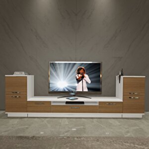 Trendstyle On2 Mdf Tv Ünitesi Tv Sehpası - Beyaz Ceviz Beyaz - Ceviz