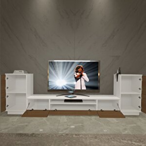 Trendstyle On2 Mdf Tv Ünitesi Tv Sehpası - Beyaz Ceviz Beyaz - Ceviz