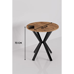 Mutfak Masası Yuvarlak 70 Çap Metal Ayak Yemek Masası Modern Balkon Bahçe Cafe Masa 9821 Traverten