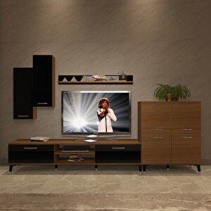 Eko 6 Mdf Dvd Silver Tv Ünitesi Tv Sehpası - Ceviz Siyah Siyah - Ceviz