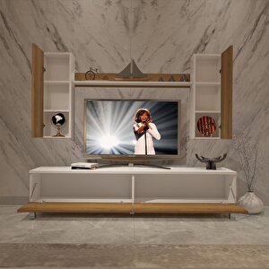 Eko 7 Mdf Std Krom Ayaklı Tv Ünitesi Tv Sehpası - Beyaz Pera Beyaz Pera