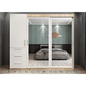 Venüs Sürgü Kapaklı Gardırop Meşe&beyaz G.r.v_7_185cm 185 cm