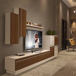 Eko 6b Mdf Std Tv Ünitesi Tv Sehpası - Beyaz Ceviz Beyaz - Ceviz