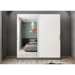 Trend Sürgülü Gardırop Antrasit&beyaz G.r.t_11_160cm 160 cm