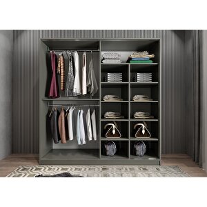 Trend Sürgülü Gardırop Antrasit&beyaz G.r.t_11_160cm 160 cm