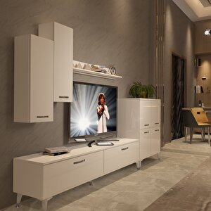 Eko 6 Slm Std Silver Tv Ünitesi Tv Sehpası - Parlak Beyaz Parlak Beyaz