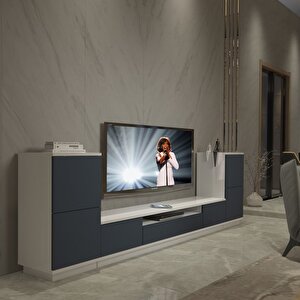 Trendstyle On2s Mdf Tv Ünitesi Tv Sehpası - Beyaz Antrasit Beyaz - Antrasit
